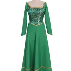 Princess Fiona Costume Shrek Cosplay Dress Halloween Fancy Green Dress Outfit